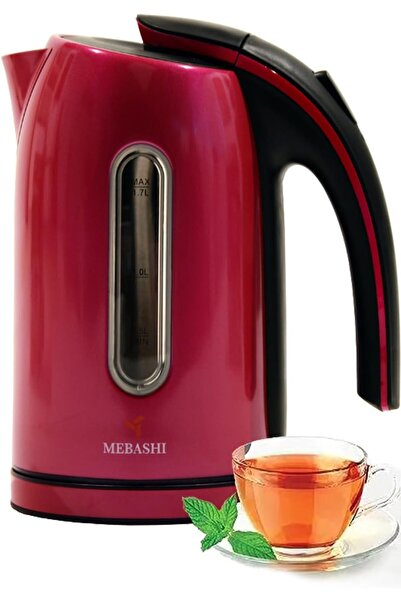 MEBASHI 1.7L Pink Cordless Steel Kettle with Removable Filter and LED Light(M...
