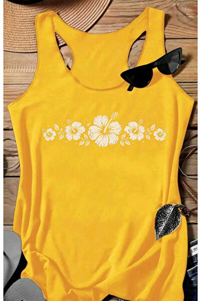 SUNFREE Hibiscus Printed Swimmer Athlete Women's Tshirt