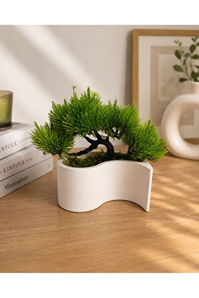 Lineva Yapay Bonsai Dekoratif Saksı Bitkisi 16x16 cm Minimalist Ev Ofis Dekoru