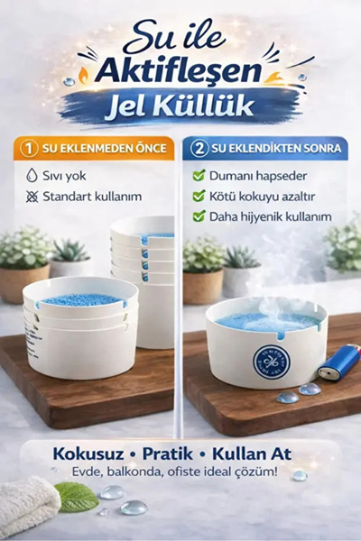 FBZhome Koku Hapseden Kokusuz, Taşınabilir, Pratik Jel Küllük (1 Adet) - Ofis, Ev, Kafe