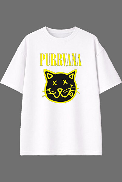 VSRN Purrvana Design Pre-Printed White Oversize T-Shirt