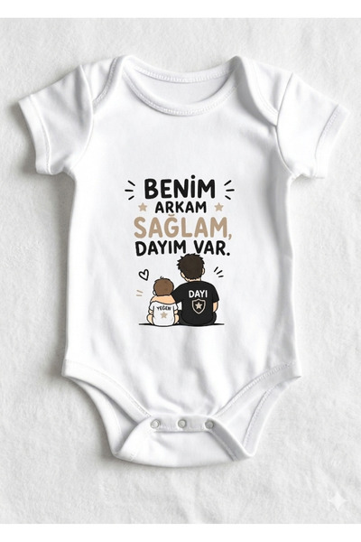 HAZDEN Dayı & Yeğen Baskılı Bebek Tulumu - %100 Pamuklu, Sevimli Tasarım, Esp...