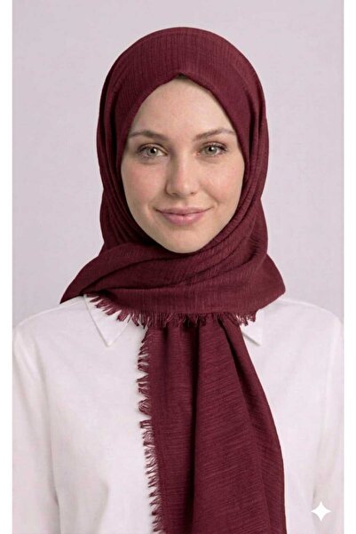 Alse Butik وشاح قطني مسطح بلون أحمر داكن من القطن المنسوج يدويًا