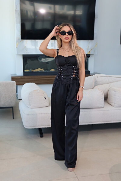 Pretty Compleu de dama satinat format din top si pantalni