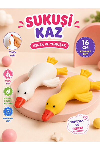 Ayver SEVİMLİ KAZ UZUN SUKUŞİ SQUISHY STRES OYUNCAĞI YUMUŞAK OYUNCAK 16 CM
