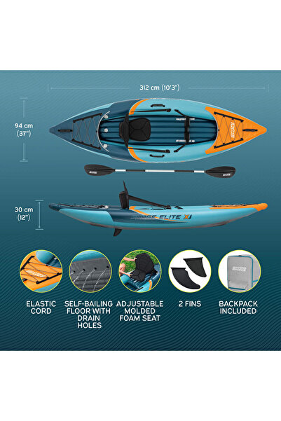 BESTWAY 65180 Surge Elite X1 Tek Kişilik Kano Seti 3.12m x 94cm x 30cm