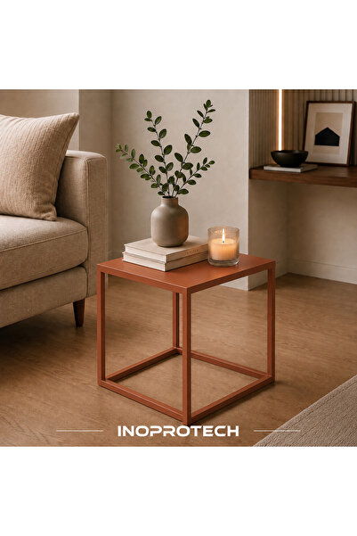 İnoprotech Modern Dekoratif Kare Metal Sehpa - Tekli Yan Sehpa 40*40*40 CM