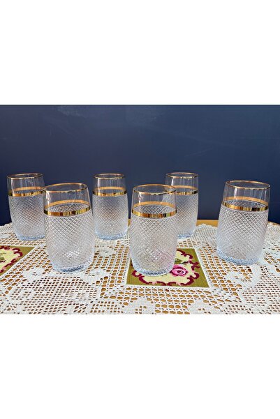 Çek Cut-Out Embroidered Set of 6 Glasses 350 ml