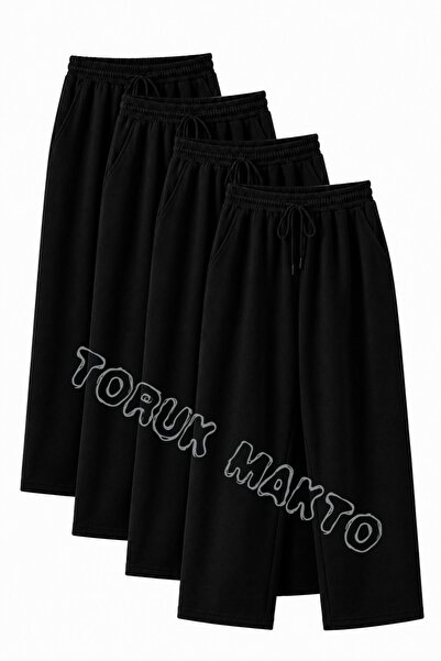 TORUK MAKTO 4 Pieces Unisex Regular Pipe Leg Gray Color Sweatpants