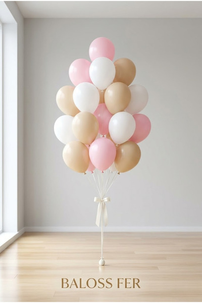 baloss fer Pembe Beyaz Deniz Kumu Balon Seti 20 Parça Parti Dekor Şık