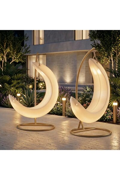 MYASEM STORE أرجوحة هلالية بإضاءة LED، قطعتان، عرض العيد، أرجوحة زخرفية على ش...
