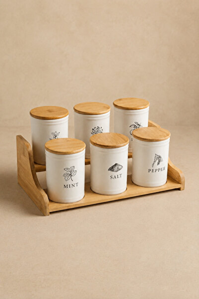 KaiHome 6-Piece Spice Set with Bamboo Stand and Ladder Stand