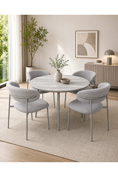 TrentonGCC Luxury Modern Round Dining Table Set for 4 – Top Dining Table with...