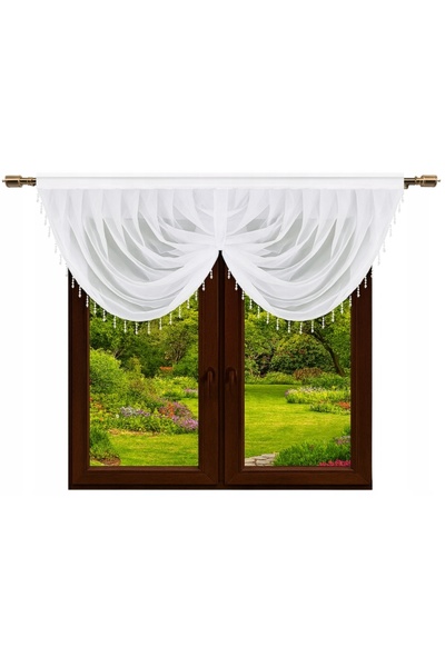 NOW-ART Cortină Gata Cu Mărgele, 200x80, Poliester, Design Elegant, Alb