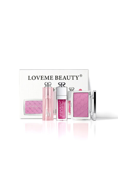 LOVEME BEAUTY طقم مكياج لافمي بيوتي توتي: بلاشر وردي منعش، زيت شفاه لامع وروج...