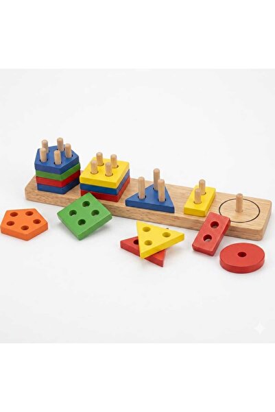 Gazi'nin Oyuncakları Ahşap Geometrik Şekil Sıralama Ve Geometrik Şekilli Eğit...