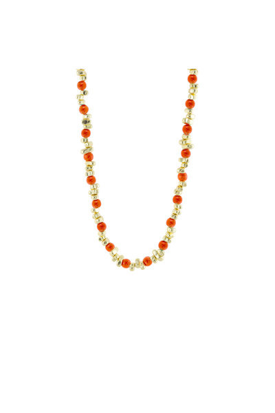 Loisir 18k gold plated choker necklace with coral agates Colorful