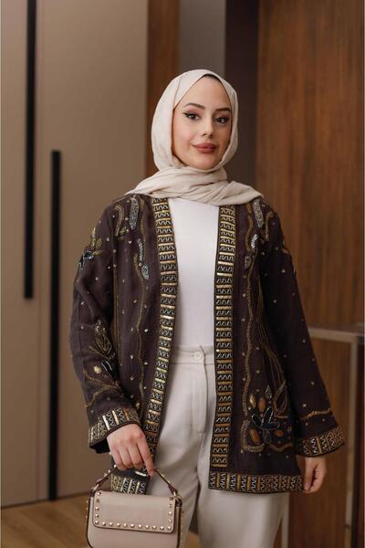 ALVOR Boncuk ve Pul İşlemeli Tensel Kimono