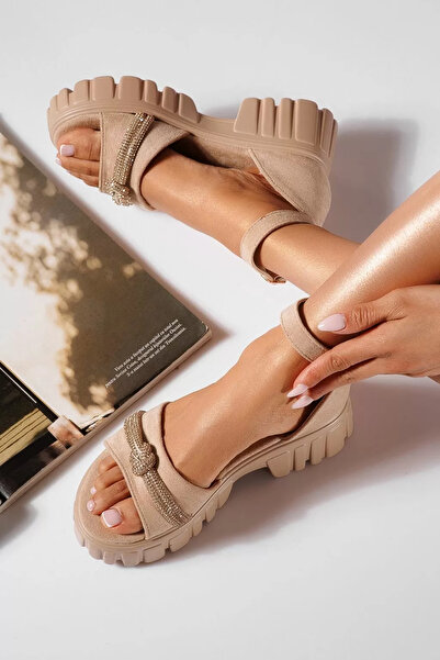 Zaira Women's beige platform Sandals made of eco- Leather Adela #25387