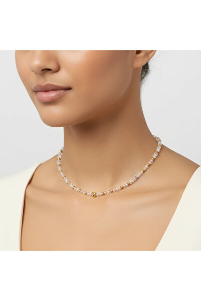 Kareline Crystal necklace with gilded silver heart, 4 mm,
