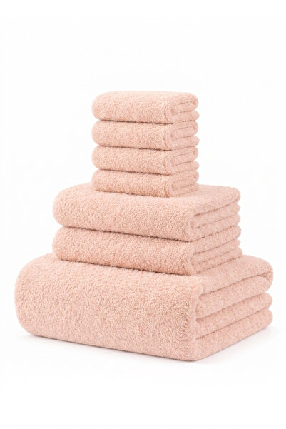 AXXO 7’li Pembe Mikrofiber Örme Buklet Premium Havlu Seti 400 g/m² Ultra Emic...