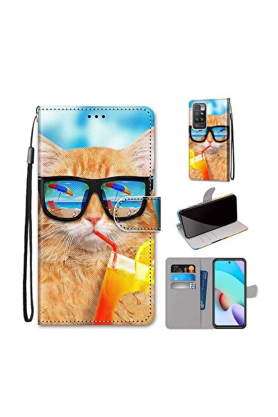 sscase Coloured Drawing θήκη Πορτοφόλι Cat Drinking Soda (Xiaomi Redmi 10)