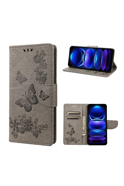 sscase Two Butterflies Θήκη Πορτοφόλι Grey (Xiaomi Redmi Note 12 Pro Plus)