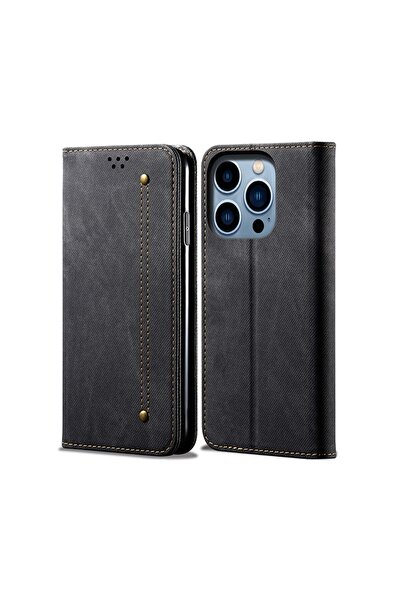 sscase Denim Texture Θήκη Βιβλίο Black (Apple iPhone 15 Pro)