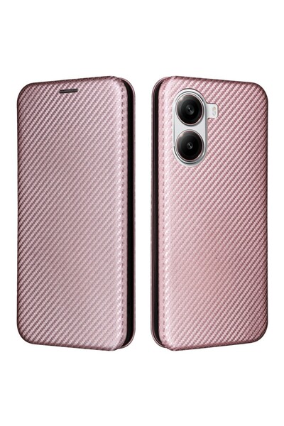 sscase Carbon Fiber Θήκη Βιβλίο Rose Gold (Xiaomi Poco X7 Pro 5G)