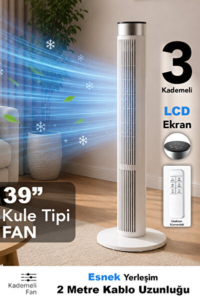mimtec Kule Tipi Fan - LCD Ekran 3 Kademeli Dokunmatik Soğutucu Uzaktan Kuman...