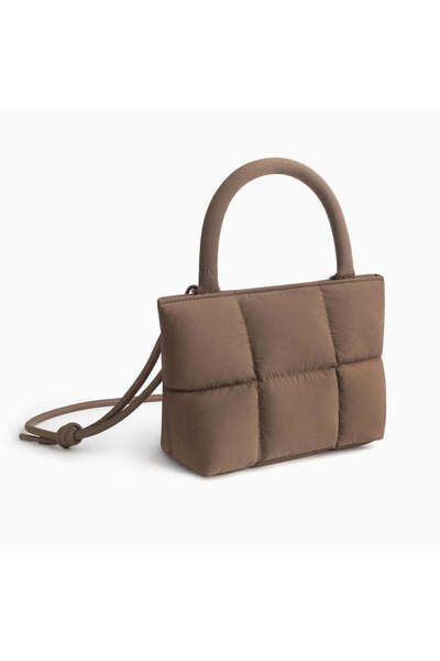 Comfyable Puffy Mini Handbag – Small and Lightweight Crossbody Bag with Adjustable Strap - Mocha