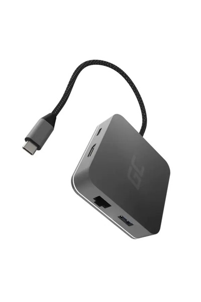 Greencell Hub USB-C 6 în 1, 3 x USB 3.0, HDMI, Ethernet, USB-C