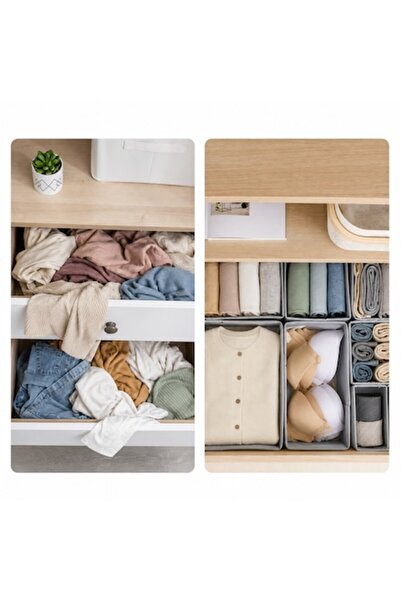 Ruhhy Set of 6 Foldable Drawer Organizers Grey