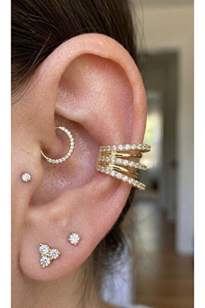 JEWELRY Kıkırdak Kulak Aksesuarı Trend Gold Kadın Earcuff