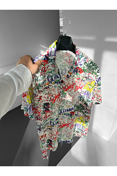 NO1 KONSEPT White Street Graffiti Patterned Efil Efil Alaçatı Shirt