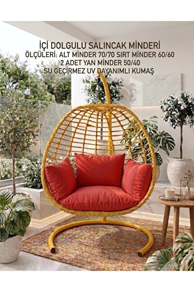 MADAMİNCİ TEK KİŞİLİK SALINCAK MİNDERİ İÇİ DOLGULU SU GEÇİRMEZ OUTDOOR KUMAŞ ...