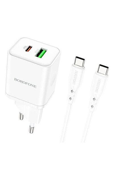 Borofone Φορτιστής με θύρα USB-A και θύρα USB-C και καλώδιο USB-C - USB-C, 20...