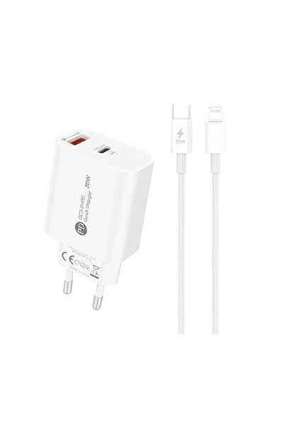 Hurtel Φορτιστής με θύρα USB-A και θύρα USB-C και καλώδιο USB-C σε Lightning,...