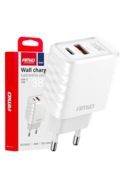 AMIO Φορτιστής χωρίς καλώδιο GaN με θύρα USB-A και θύρα USB-C, 38W Power Deli...
