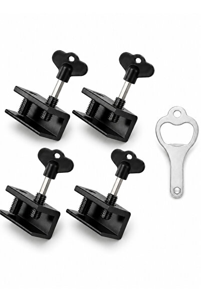 Generic 4 Pcs Black Sliding Window Locks with Key, Adjustable Anti-theft Safe...