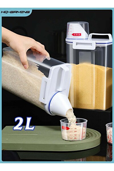 HQ-GAMING Food Dispenser Rice Container Bin with Pour Spout Airtight Large Ca...