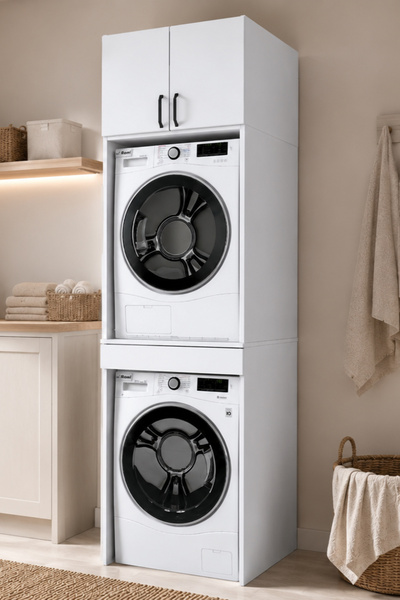Rani Mobilya Rani KD116 Çamaşır Ve Kurutma Makinesi Dolabı Çekmeceli Raflı Ba...