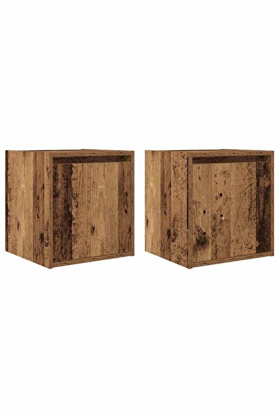 vidaxl Noptiere montate pe perete 2 buc Lemn vechi 38x34x40 cm