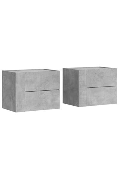 vidaxl Noptiere de perete, 2 buc., gri beton, 45x30x35 cm