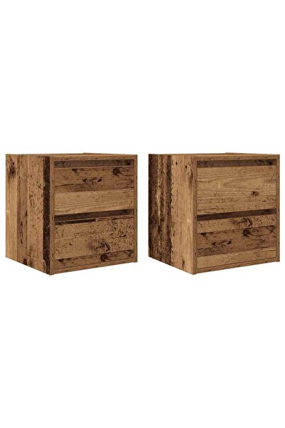 vidaxl Noptiere montate pe perete 2 buc Lemn vechi 38x34x40 cm