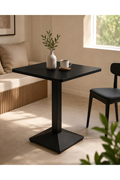 TrentonGCC Modern Square Coffee Table – Black Pedestal Accent Table for Cafe,...