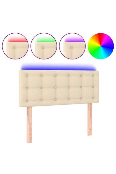 vidaxl LED headboard, cream, 90x5x78/88 cm, textile
