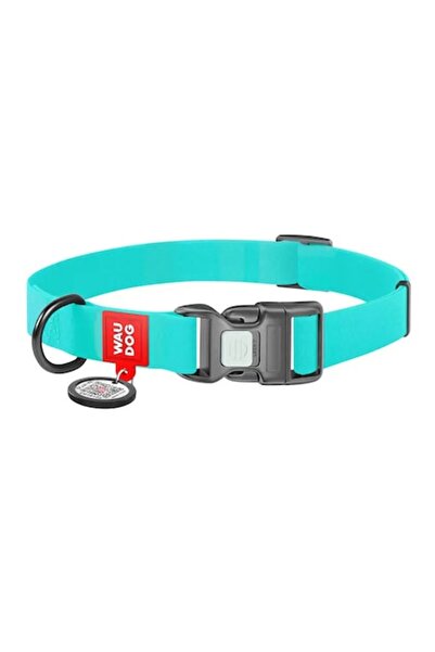 WAUDOG Luminous waterproof dog collar with QR code size S turquoise