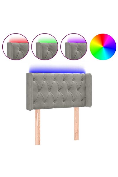 vidaxl LED headboard, light grey, 83x16x78/88 cm, Velvet