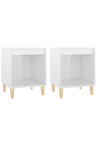 vidaxl Noptiere, 2 buc., alb extralucios, 40x35x50 cm